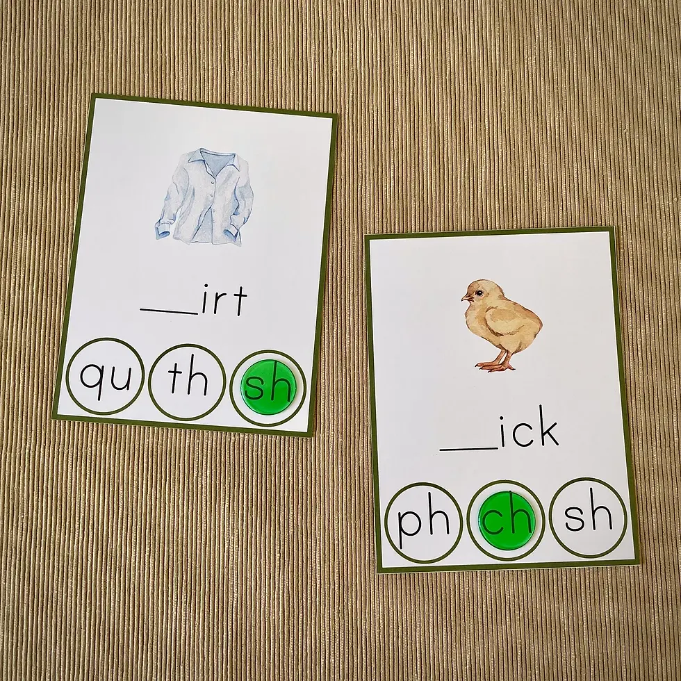Thumbnail: Digraphs Clip cards printable PDF