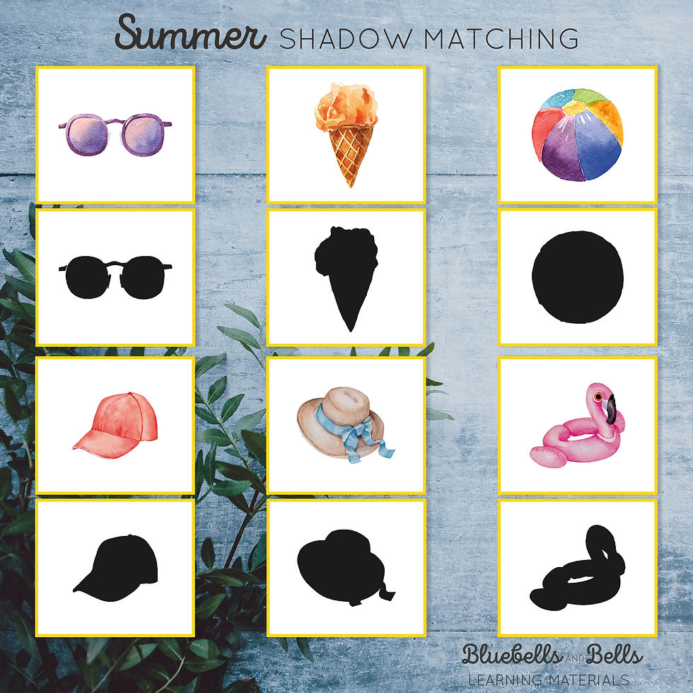 Thumbnail: Montessori summer printable toddler Shadow matching cards