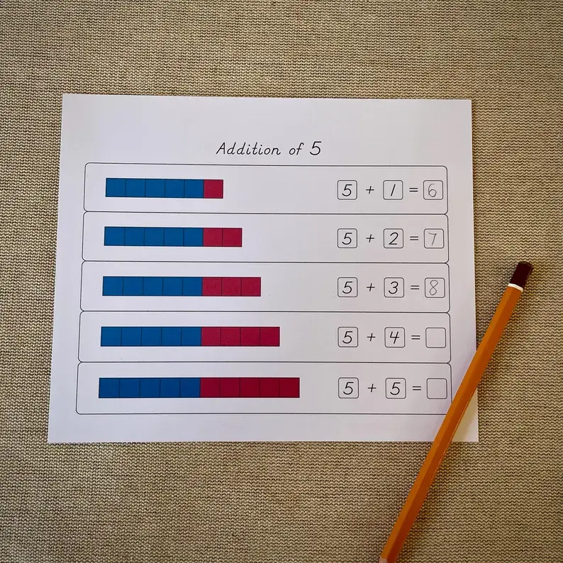 Thumbnail: Montessori Addition strip board Worksheets