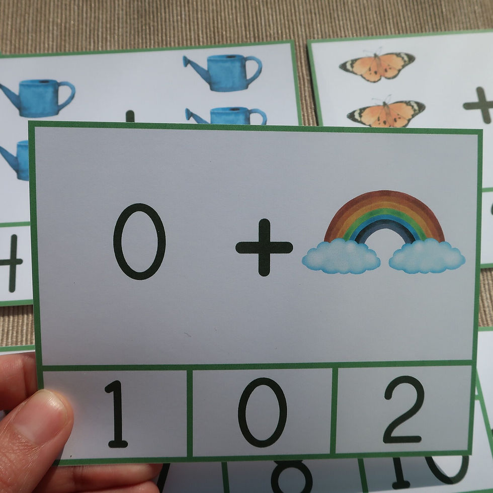 Thumbnail: Spring Montessori printable Addition clip cards