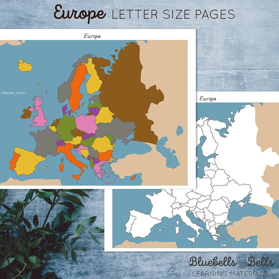 Thumbnail: Montessori Europe Maps and country cards. Continent study printable.