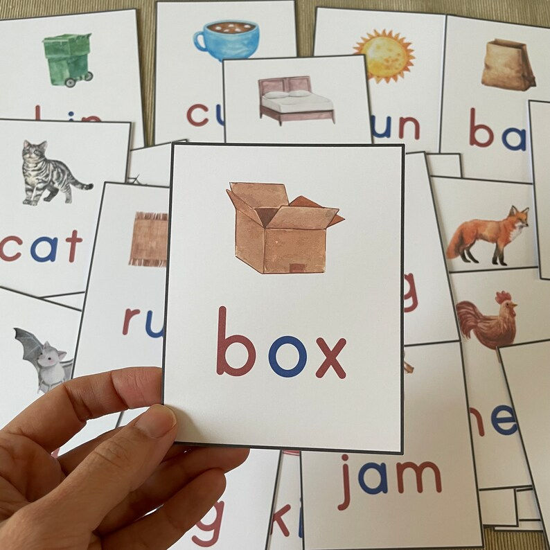 Thumbnail: Montessori toddler cards Phonics. First words CVC printable.