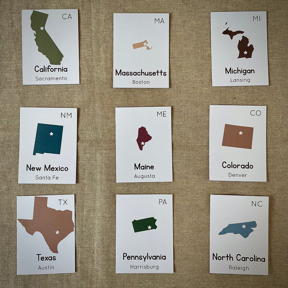 Thumbnail: States flashcards Capitals. USA map printable.