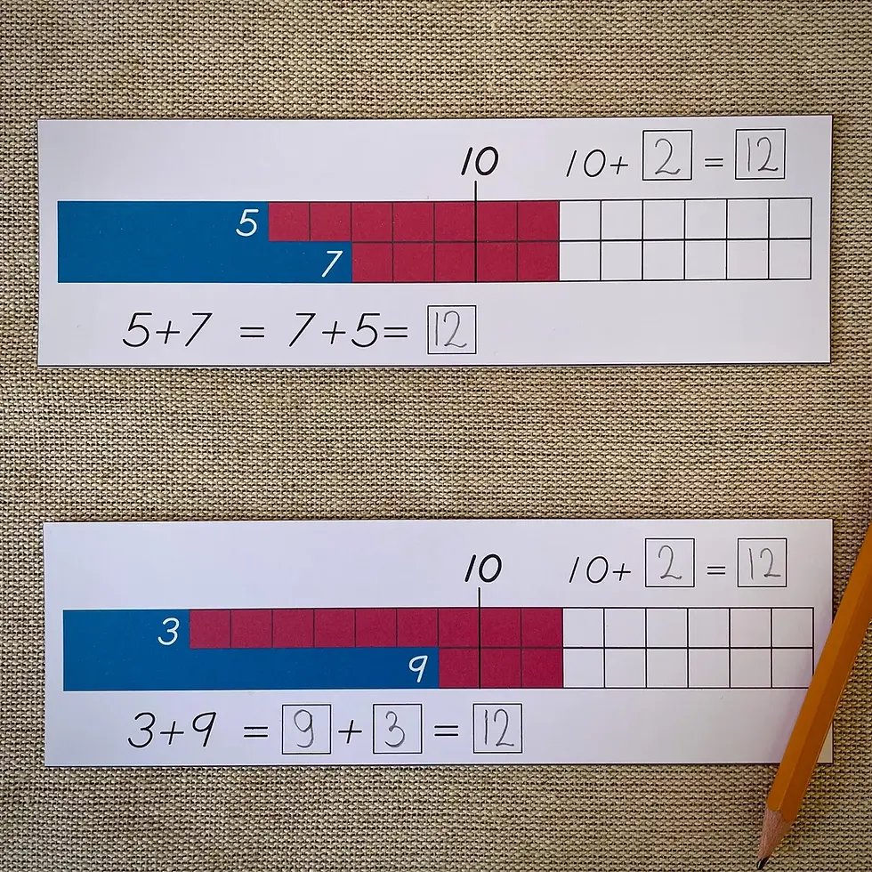 Thumbnail: Montessori Addition Strip board Worksheets Make ten to add.