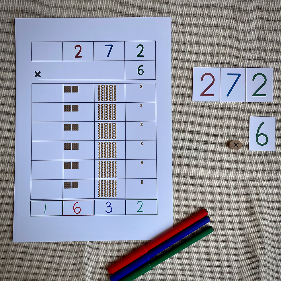 Thumbnail: Montessori Golden beads Multiplication worksheets Three and four digit numbers