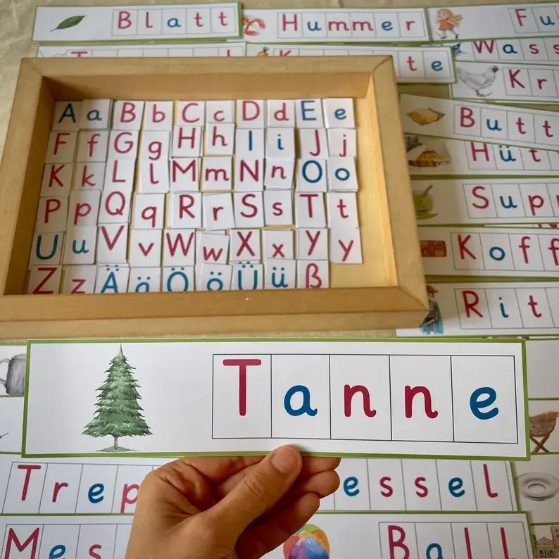 Thumbnail: Wörter legen Montessori bewegliches Alphabet. Doppelkonsonanten Phonogramme