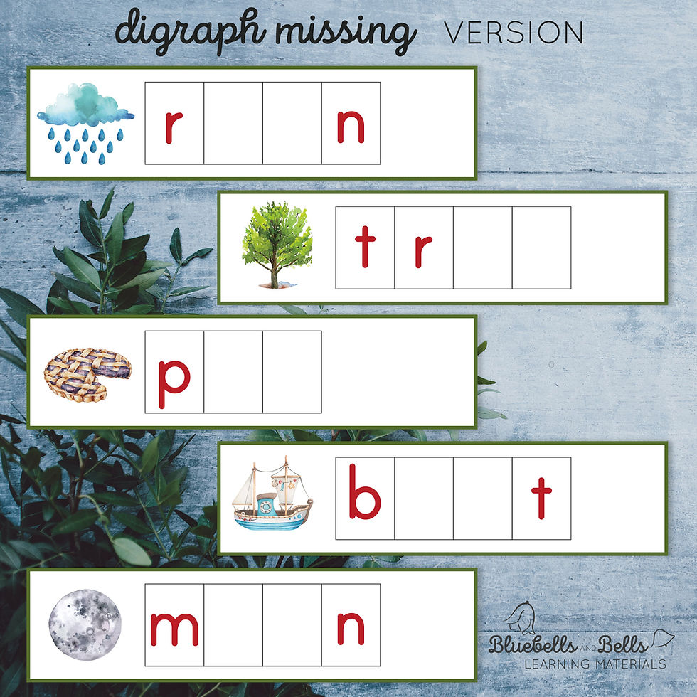 Thumbnail: Vowel digraph Montessori moveable alphabet cards printable PDF