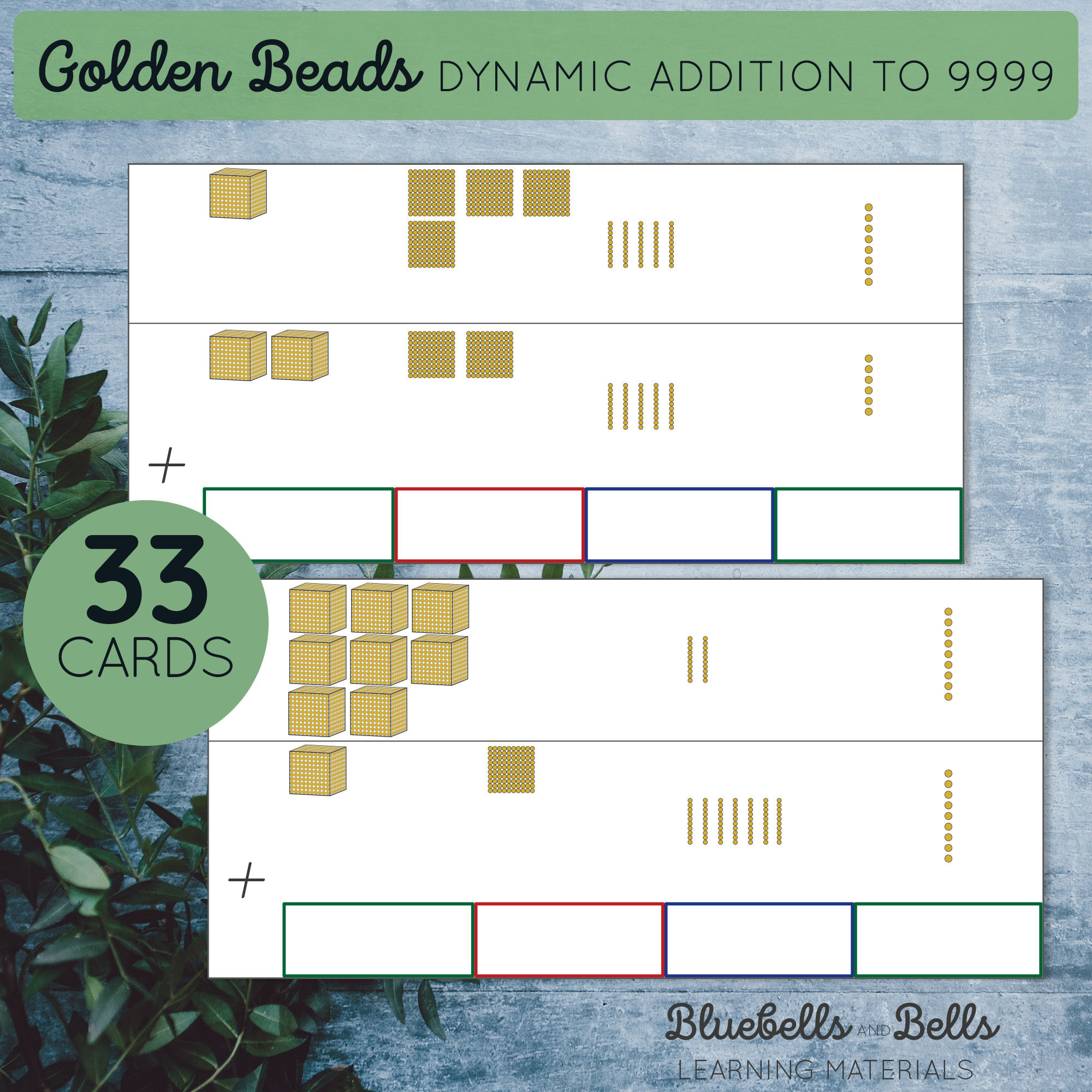 Montessori Golden Beads Addition dynamic to 9999