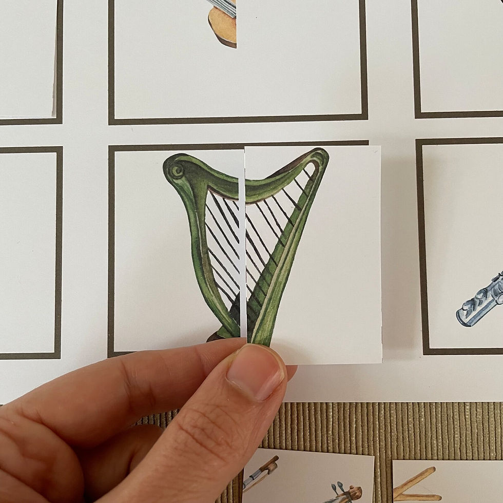 Thumbnail: Toddler printable puzzle Musical Instruments Halves matching Puzzle
