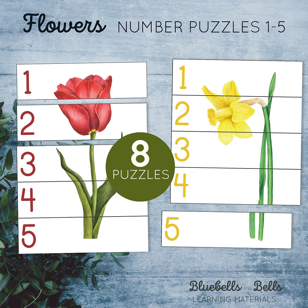 Flowers Toddler puzzle Numbers 1-5
