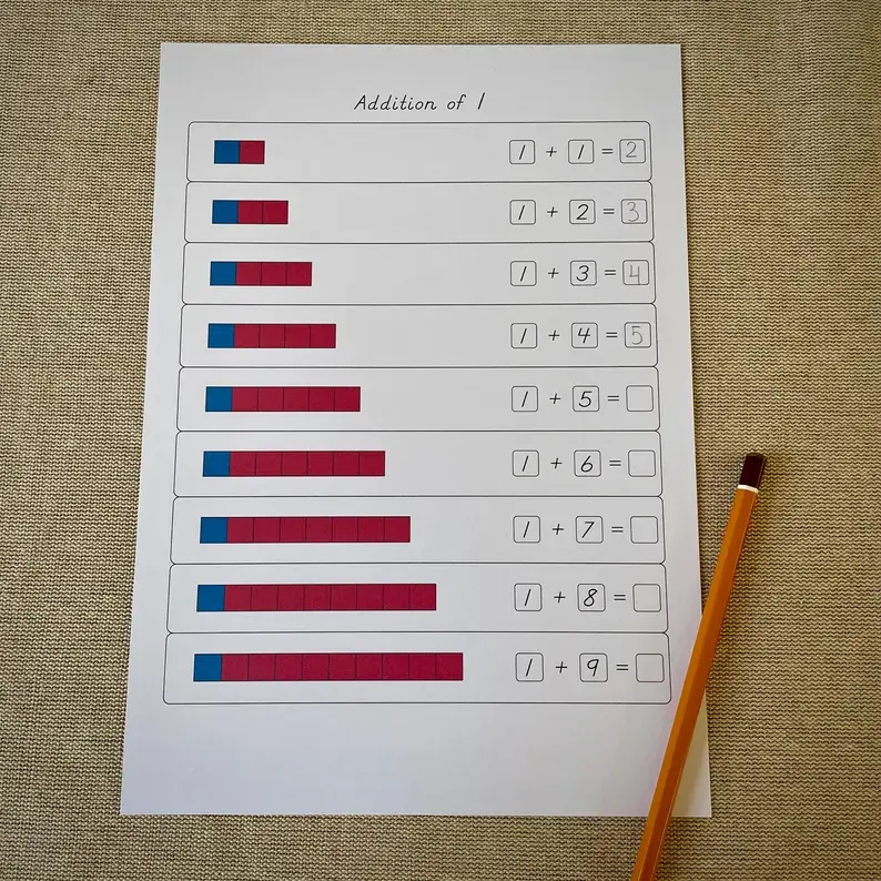 Thumbnail: Montessori Addition strip board Worksheets