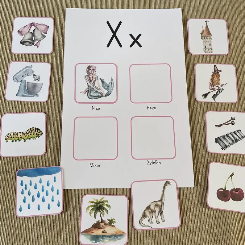 Thumbnail: Anlaute Bildkarten zuordnen. Alphabet Bildkarten.