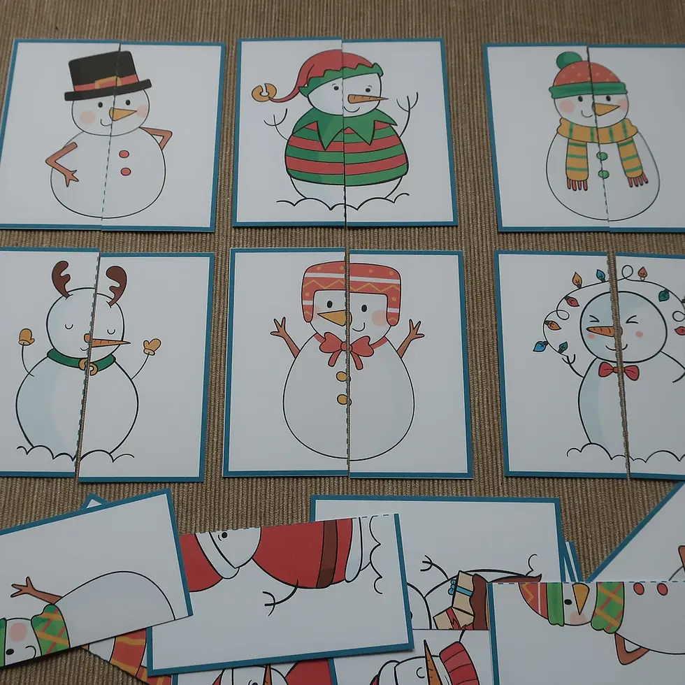 Thumbnail: Snowman toddler printable Halves matching puzzle