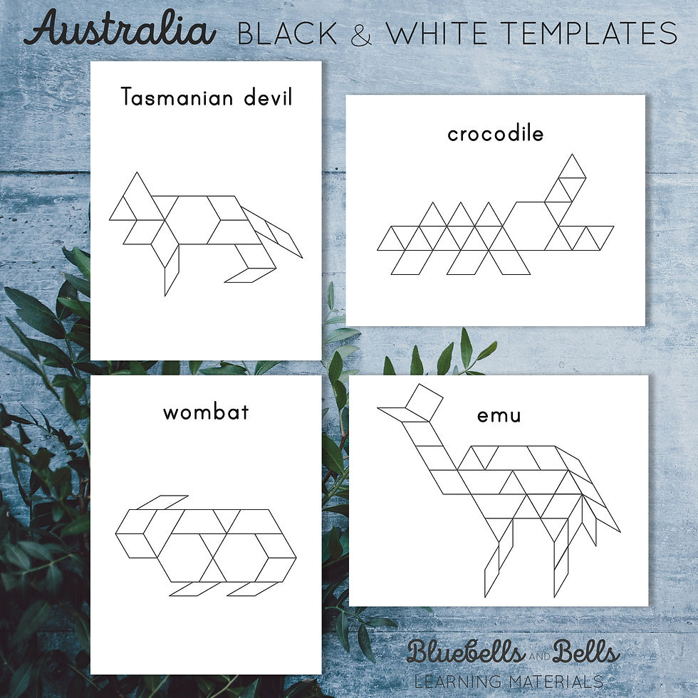 Thumbnail: Australia animals Pattern blocks templates