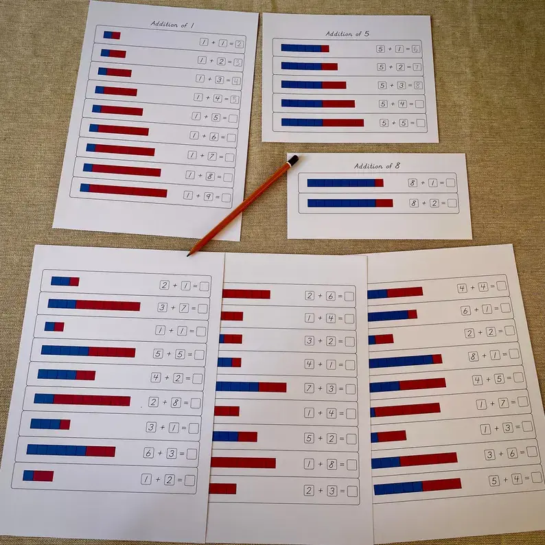 Thumbnail: Montessori Addition strip board Worksheets
