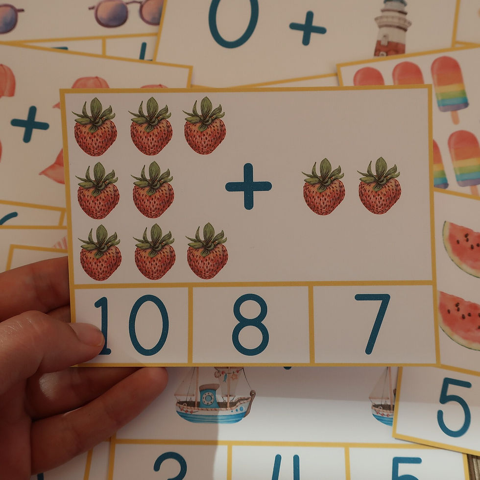Thumbnail: Summer Kindergarten printable Addition Clip cards