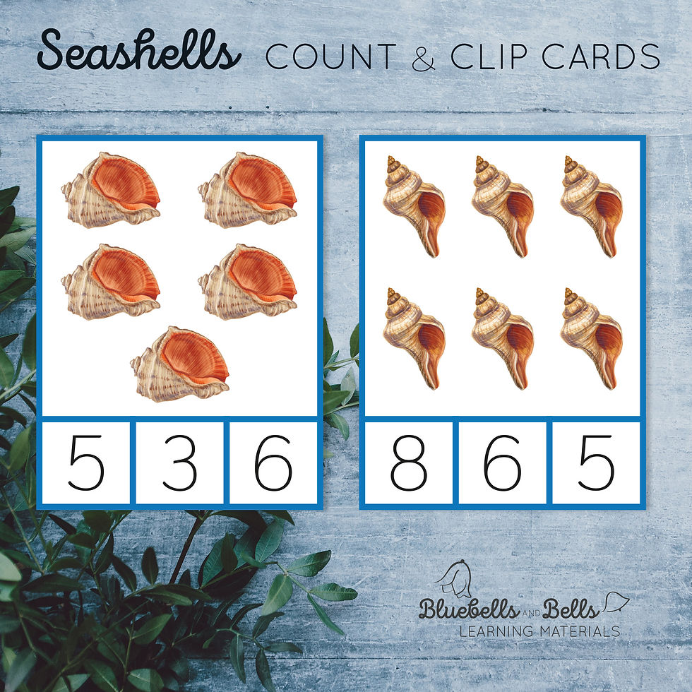 Thumbnail: Seashells Count Clip Cards 1-10