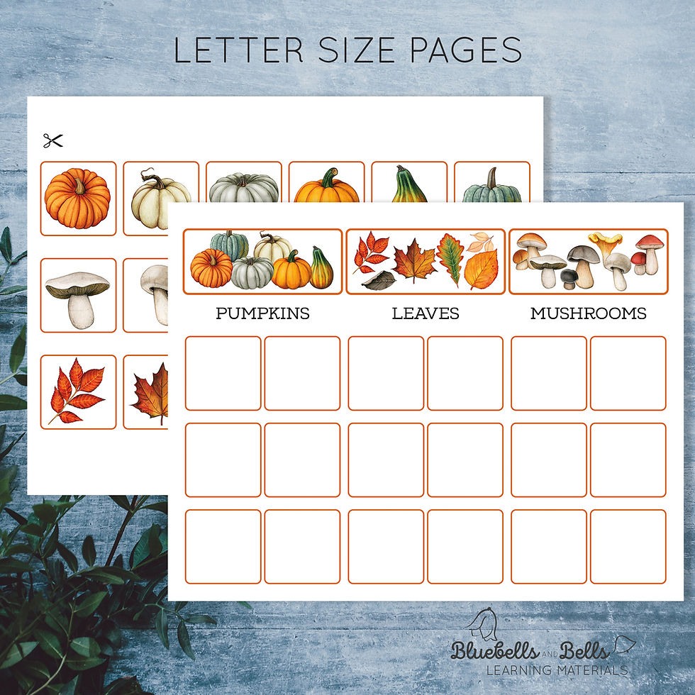 Thumbnail: Fall preschool Montessori printable category sorting activity. Toddler matching