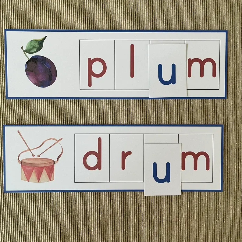 Thumbnail: Montessori Beginning blend Cards for Moveable alphabet