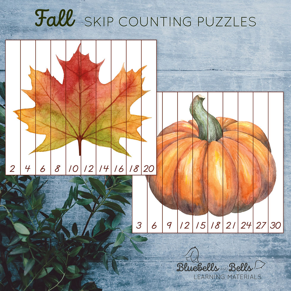 Thumbnail: Fall printable skip counting puzzles