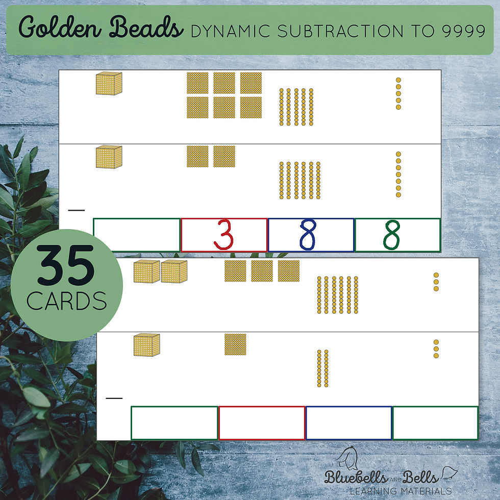 Montessori Golden Beads Dynamic subtraction to 9999