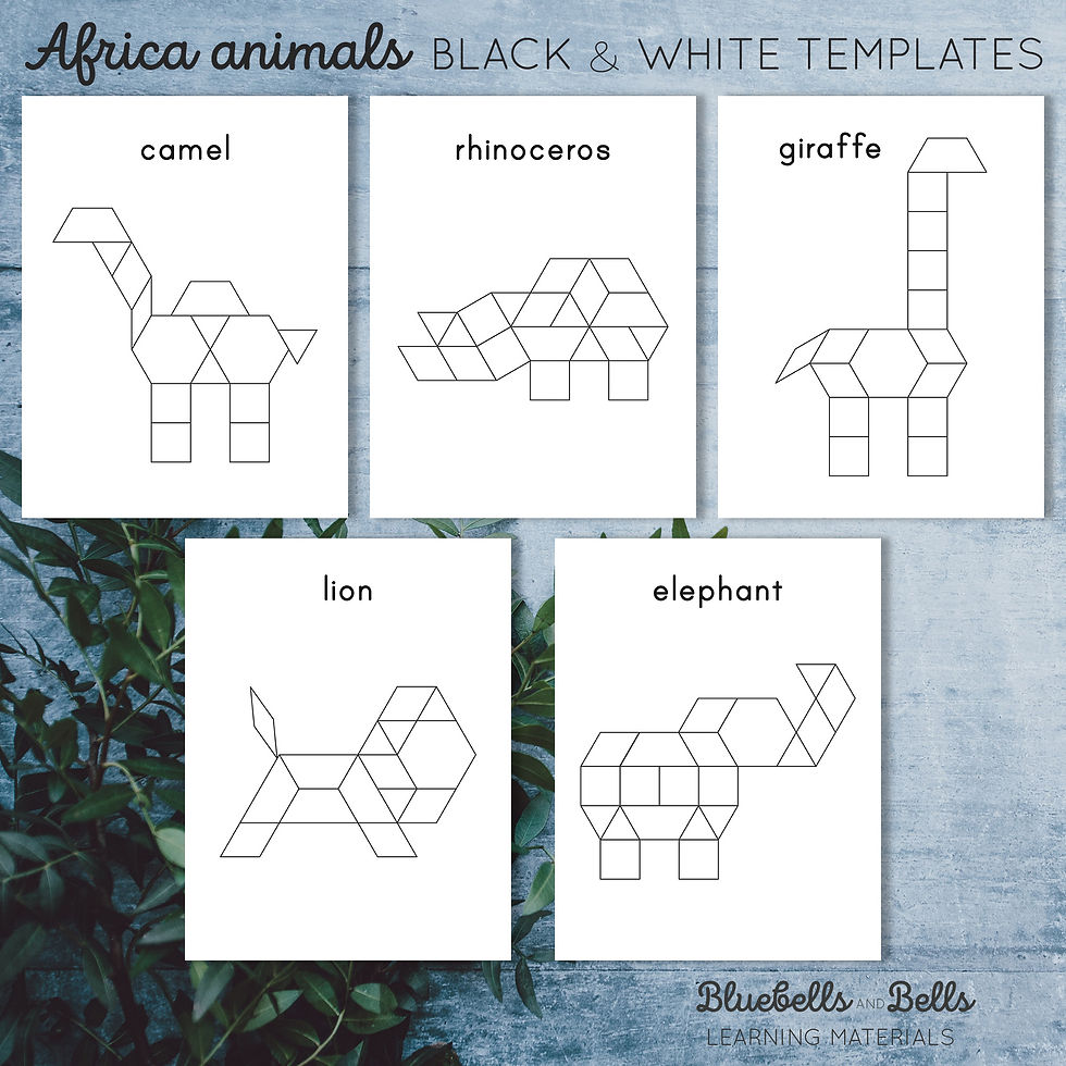 Thumbnail: Africa animals Pattern blocks templates