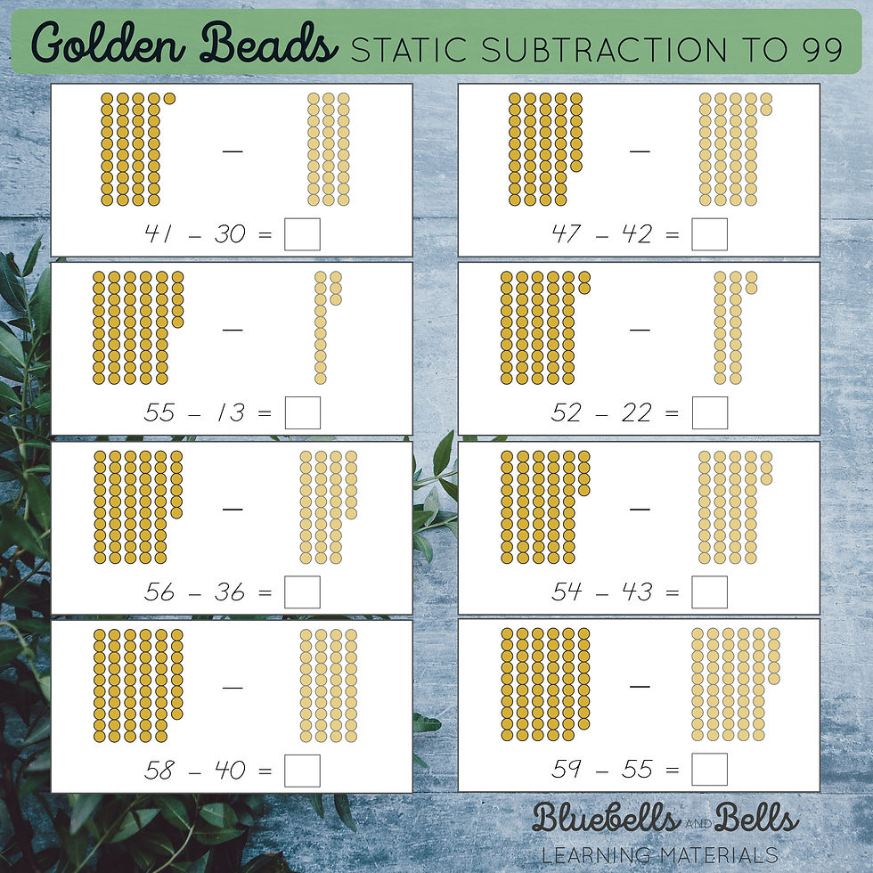 Thumbnail: Montessori Golden Beads Subtraction static to 100