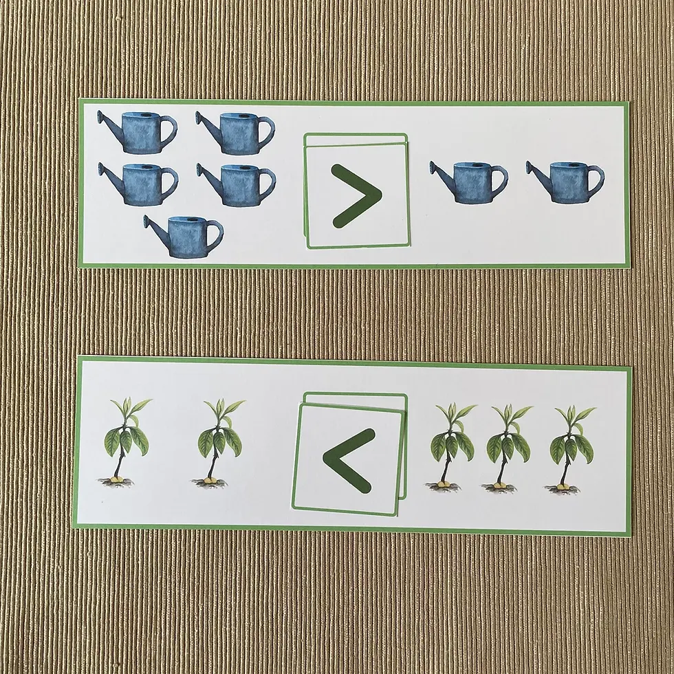 Thumbnail: Spring Montessori preschool printable Comparing numbers