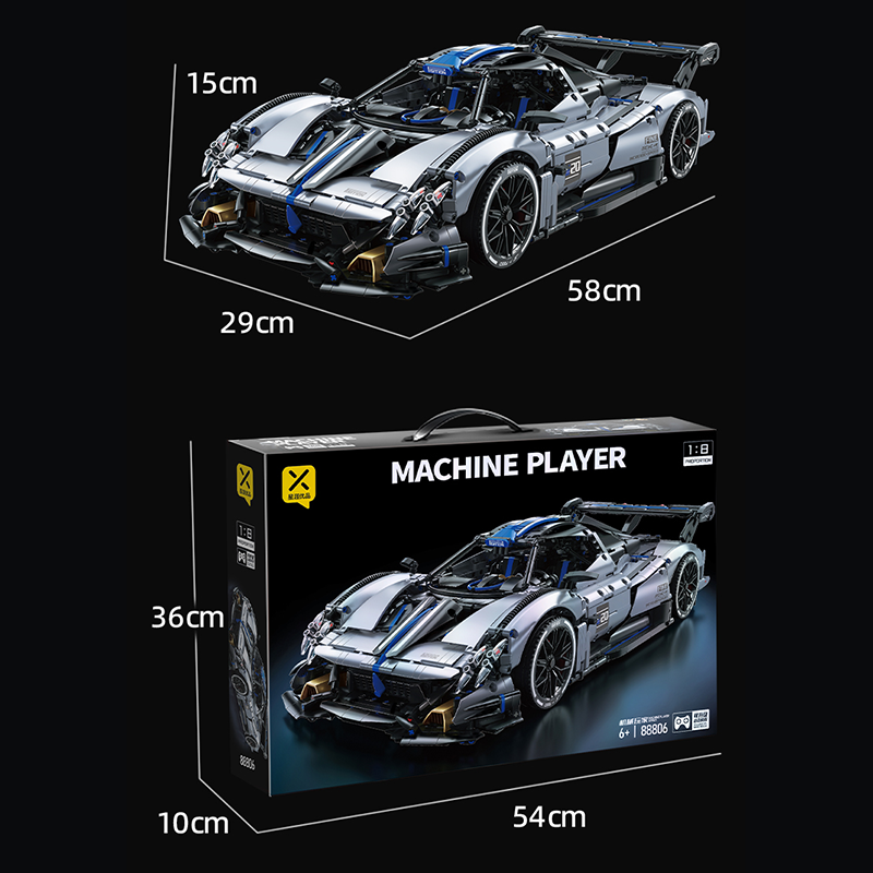 Miniatura: Supercarro de Blocos 1:8 Premium — Modelo Colecionável de Luxo