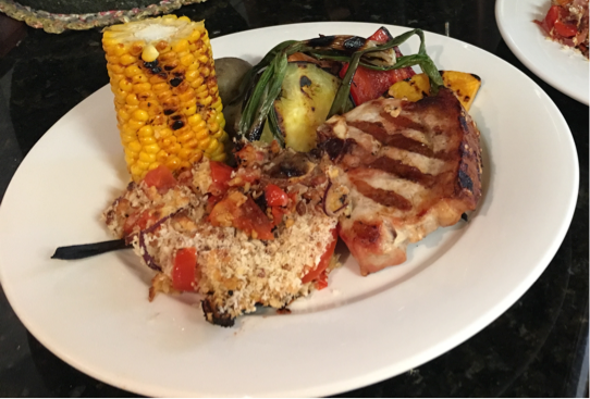 BBQ pork & grilled vegetables