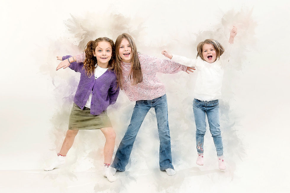 Kids studio portrait with art effect