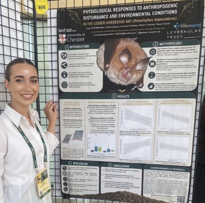 Lucy Morison presented a poster exploring the physiological effects of light and noise exposure at maternity roosts.