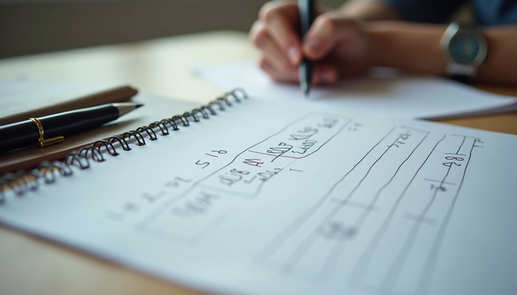 Close-up view of UPSC Mathematics Optional syllabus and notes on a study table