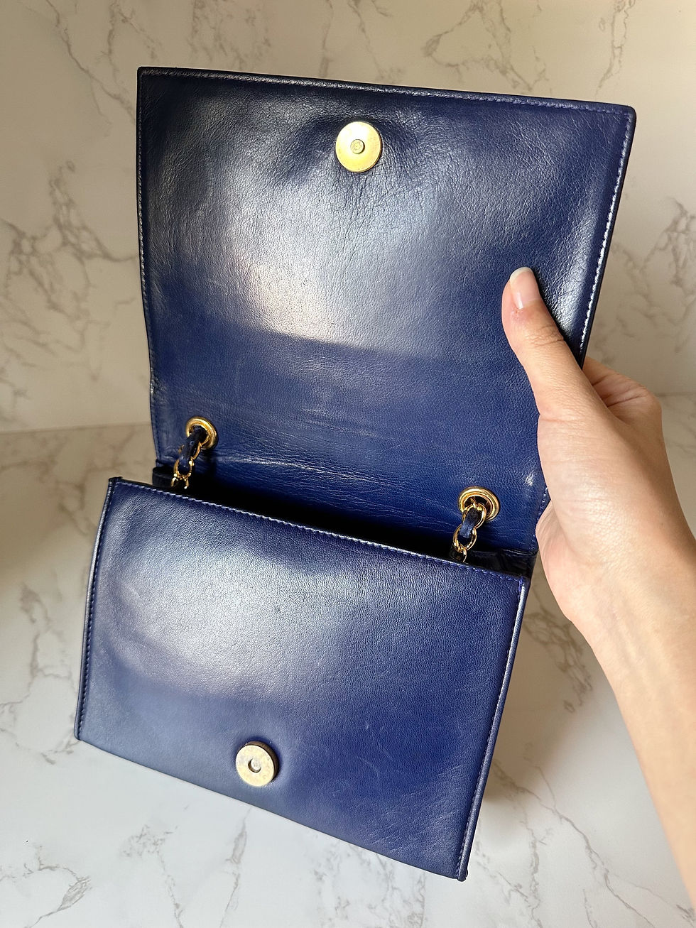 Thumbnail: Chanel Mini Navy Full Flap in 24K GHW