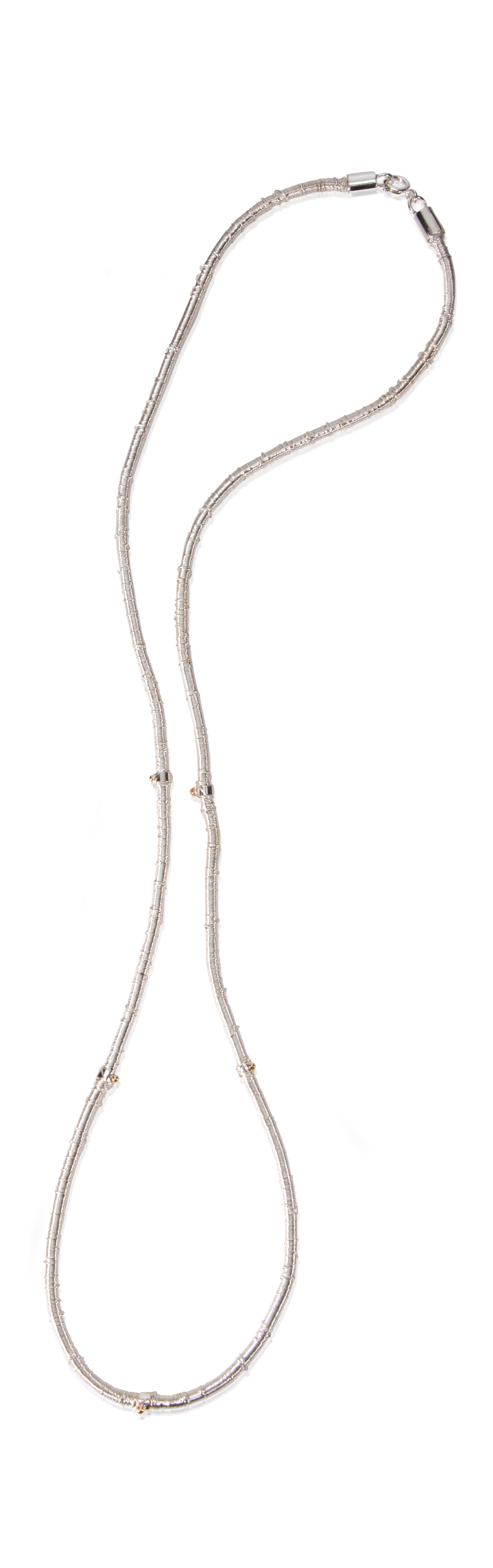 wrap necklace in silver and gold - long