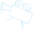 Bright blue old school video camera