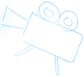 Bright blue old school video camera
