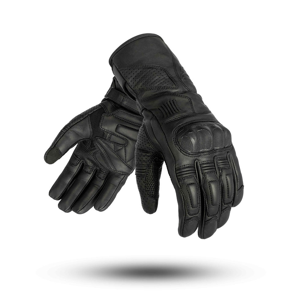 Men's leather motorcycle gloves SPARK VOYAGER, black