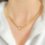Collier avec anneau et maille épi de blé. Acier inoxydable doré