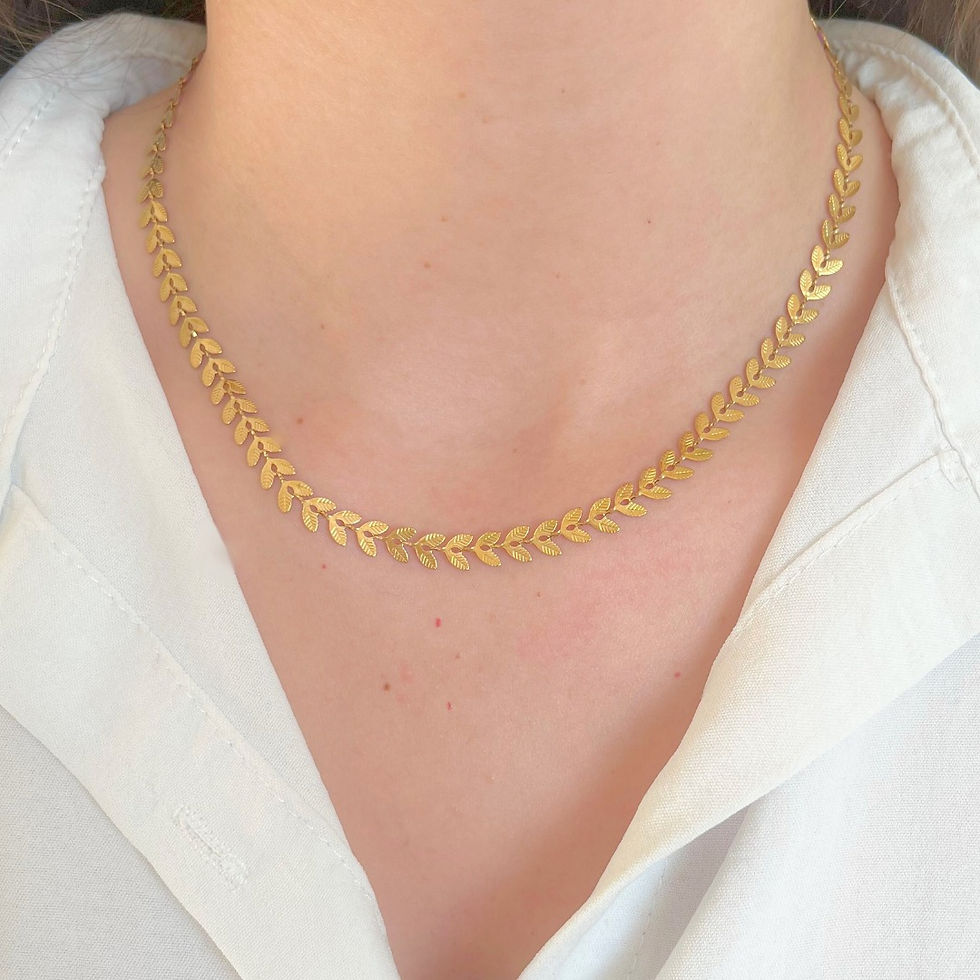 Collier réversible épi de blé violet et doré. Acier inoxydable doré.