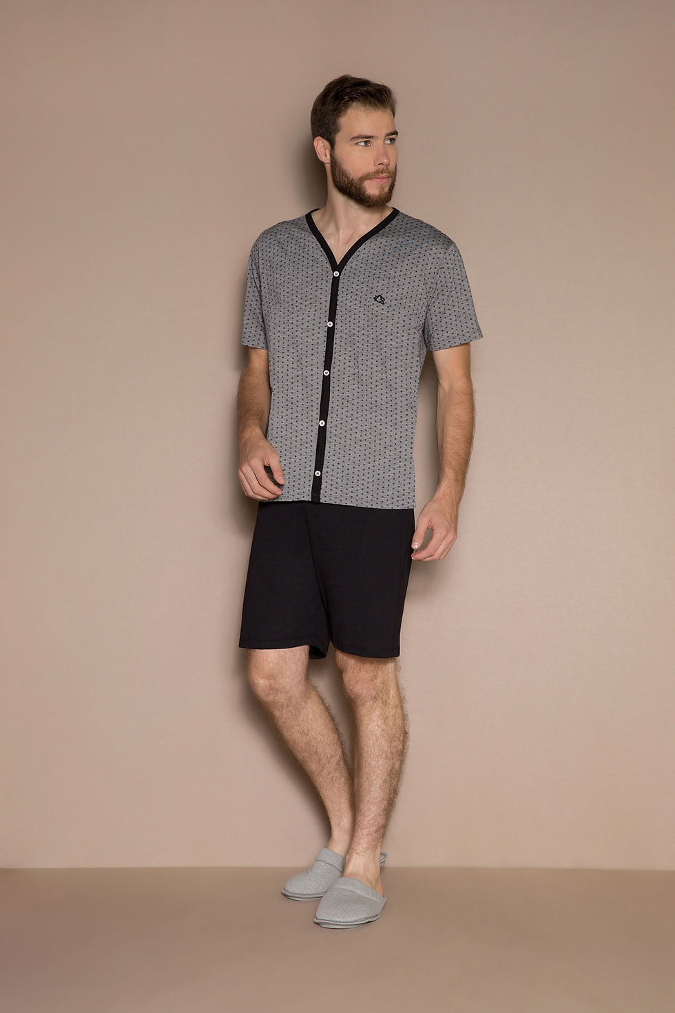 PIJAMA MASCULINO MANGA CURTA ABERTO