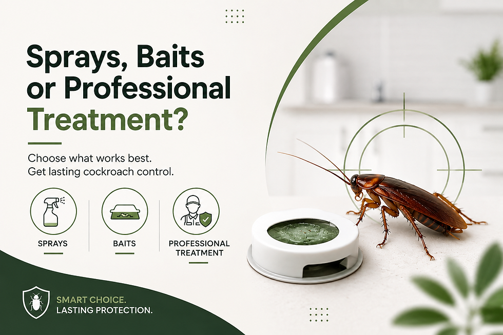 Cockroach problems can be difficult to control with a quick spray alone. Learn how sprays, baits and professional pest treatments differ, and discover which approach may work best for lasting cockroach control.