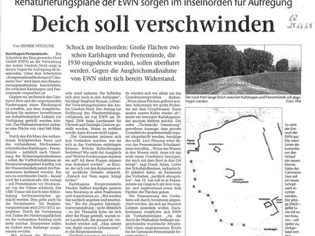 EWN plant Überflutung der Peenewiesen zwischen Peenemünde und Karlshagen