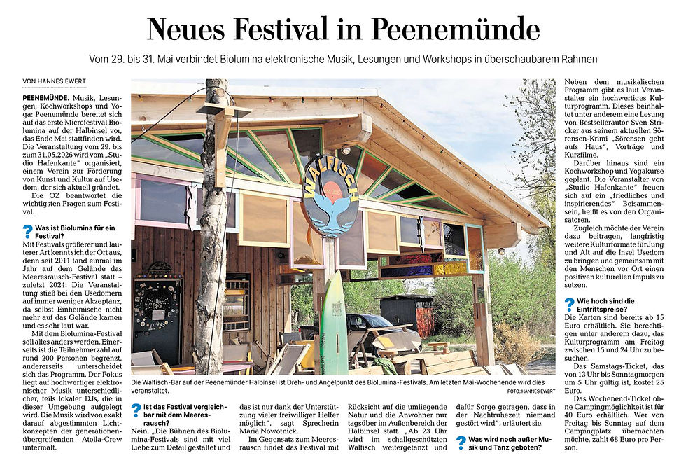 Neues Festival in Peenemünde vom 29. bis zum 31. Mai 2026