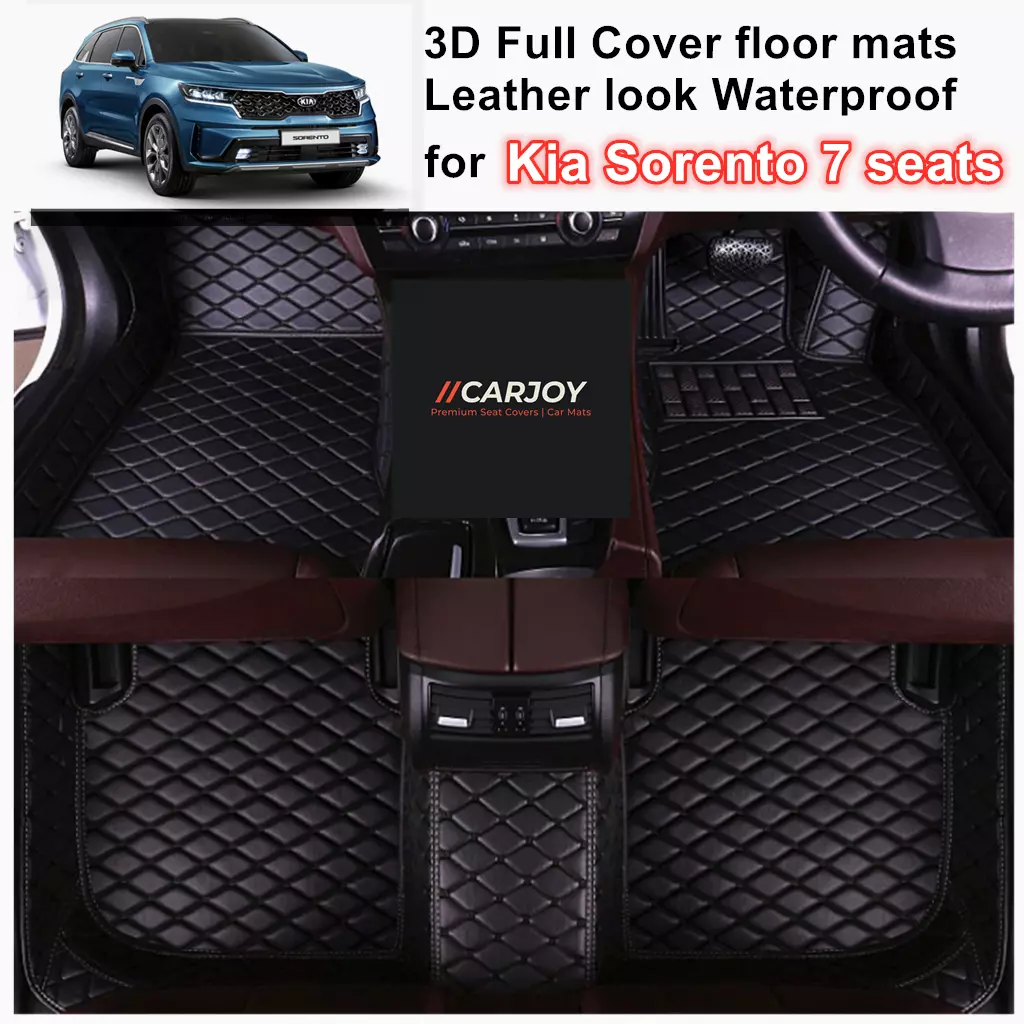 3D Moulded Waterproof Car Floor Mats for Kia Sorento 7 seats all 3 rows ...