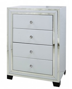 White Manhattan Mirror 4 Drawer Chest Glenkeen Furnishings