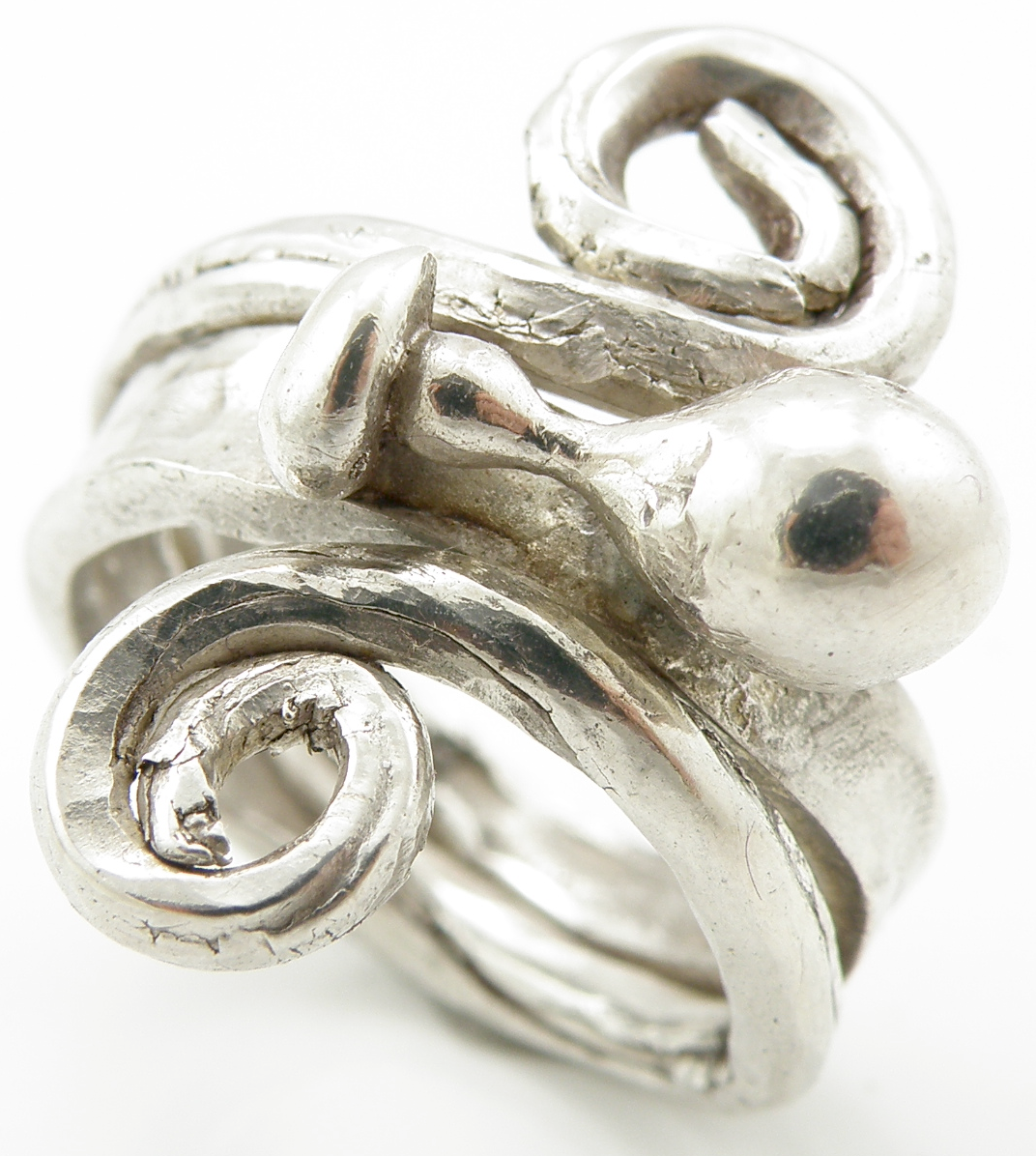 Textured Forged Spiral Ring