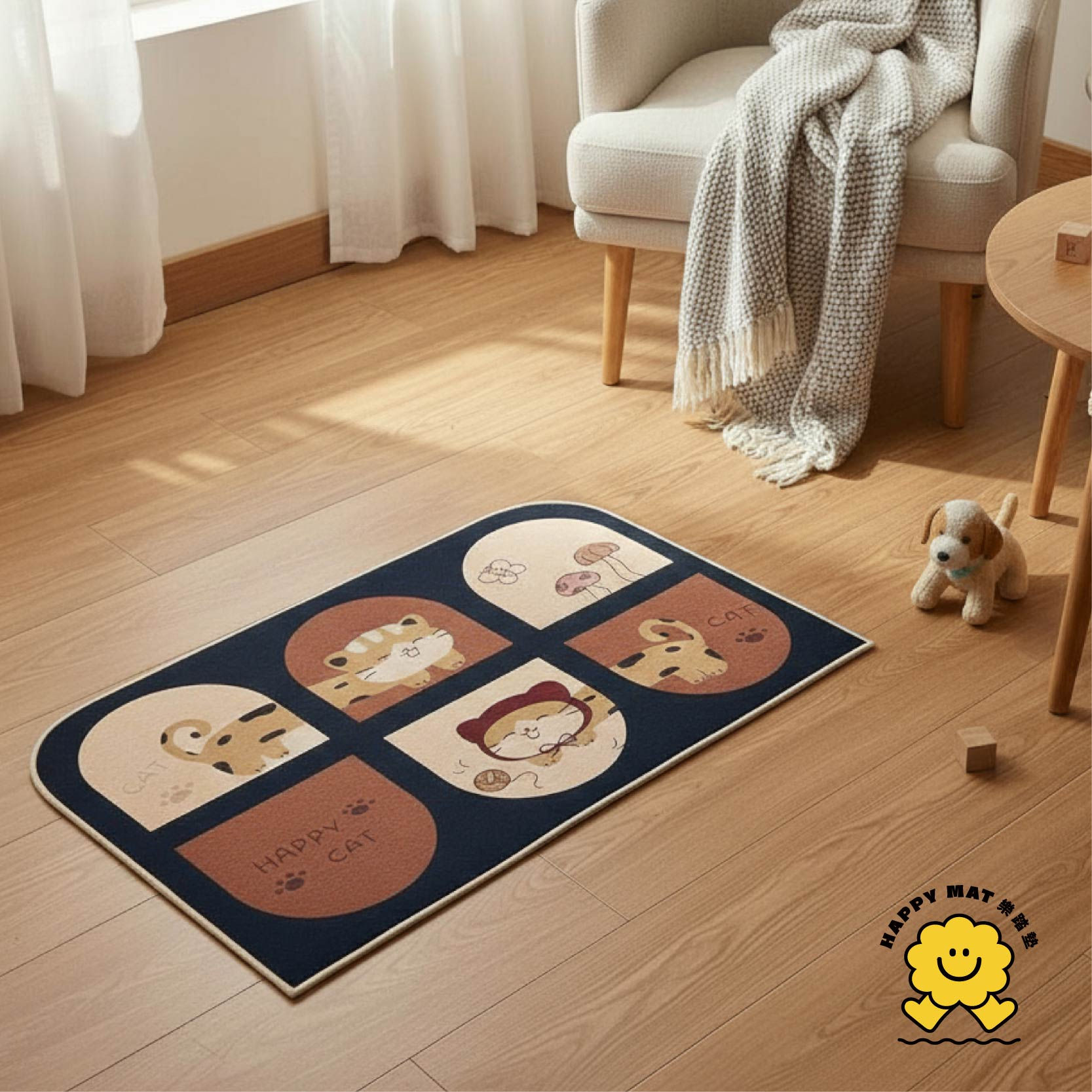 木棉半圓亞麻門墊