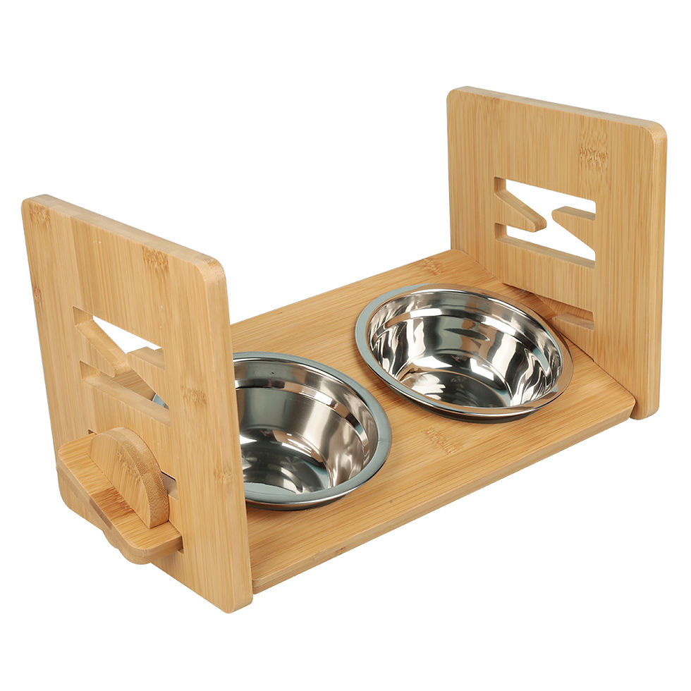 Thumbnail: Tall dog bowl, 304 stainless steel, height adjustable, bamboo feeder, includes t