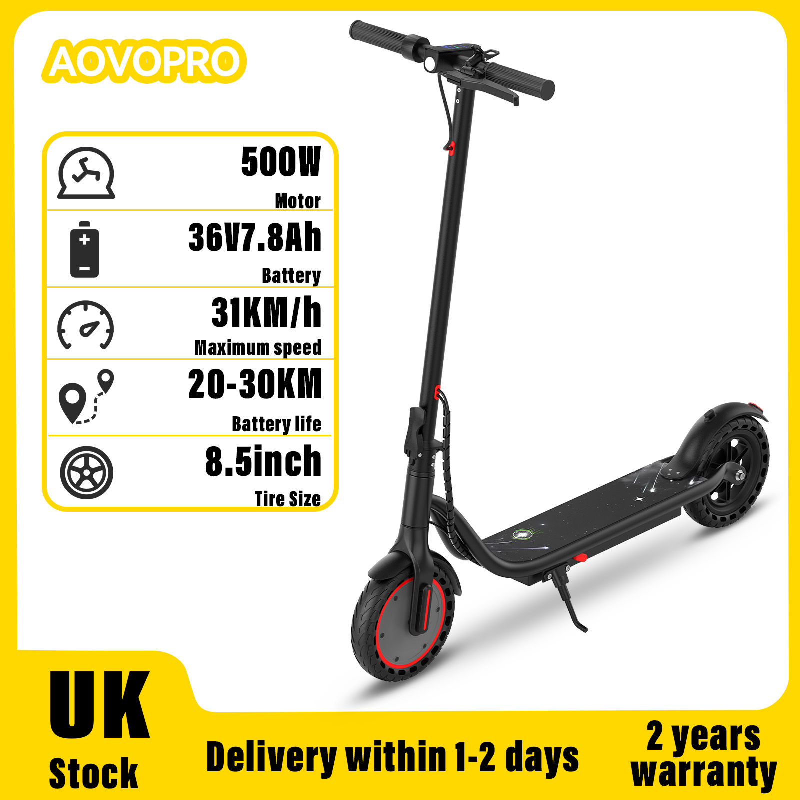 AOVOPRO Electric Scooters APP-Enabled Foldable Adult Electric Scooter with LED D